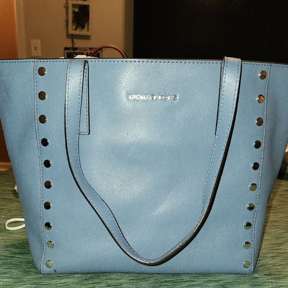 Michael Kors Blue Tote with Silver Studded Details - Picture 1 of 10